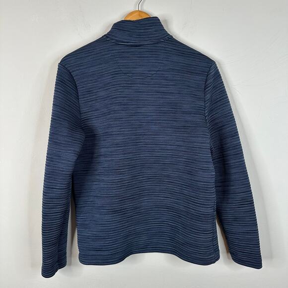 Perry Ellis Blue Textured Long Sleeve Quarter Zip - Picture 6 of 7